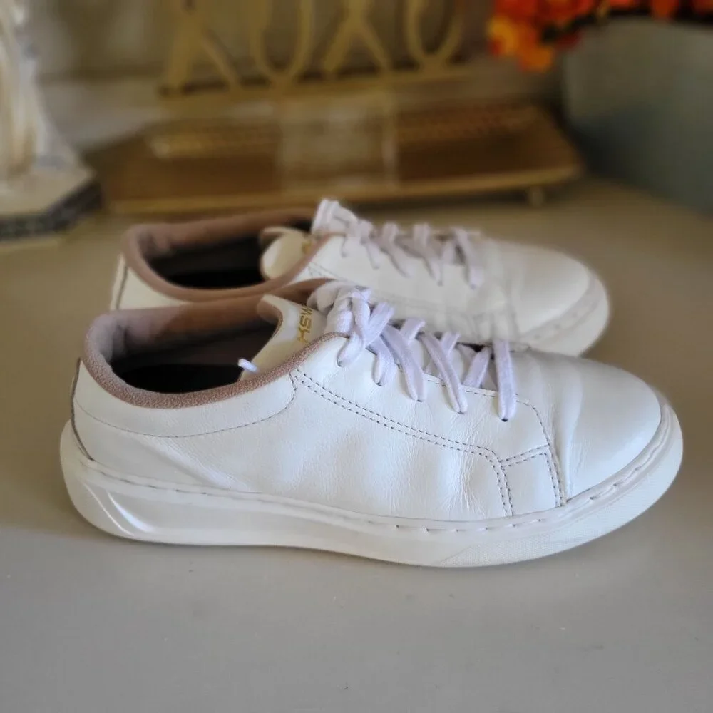 BLKSWN Women's White Leather Lace-Up Sneakers - SZ 7